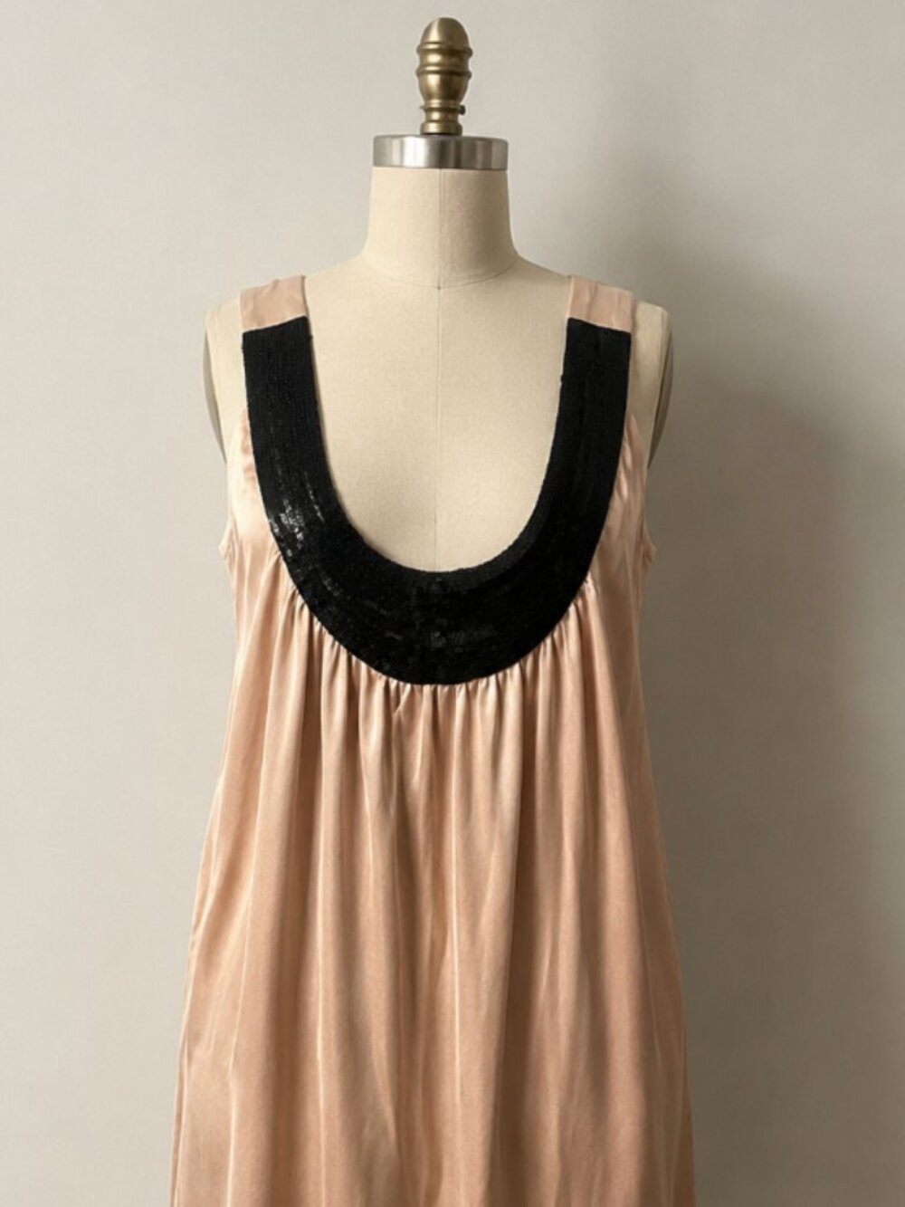 Maria Bianca Nero Pale Pink Cocktail Dress with Black Sequin Collar